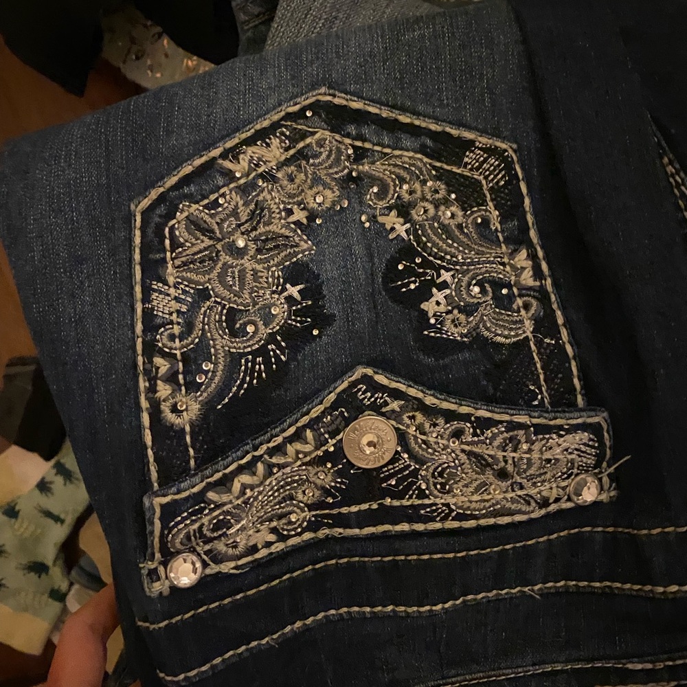 rhinestone bling bootcut jeans